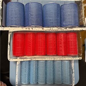Blue and Red Hair Rollers Set